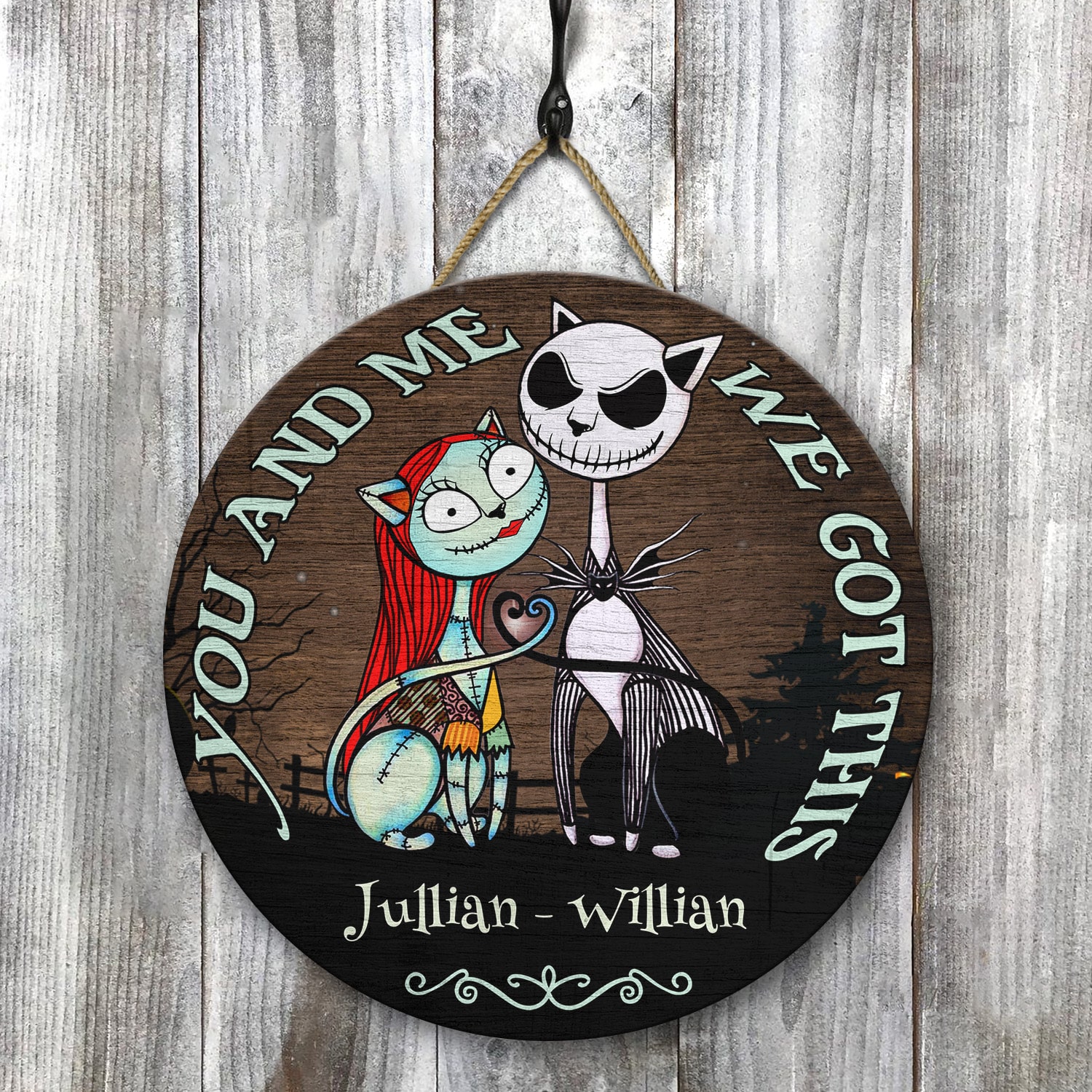 4KT. You and Me Cat Got This (Sample Design) Door Sign Mockup 8