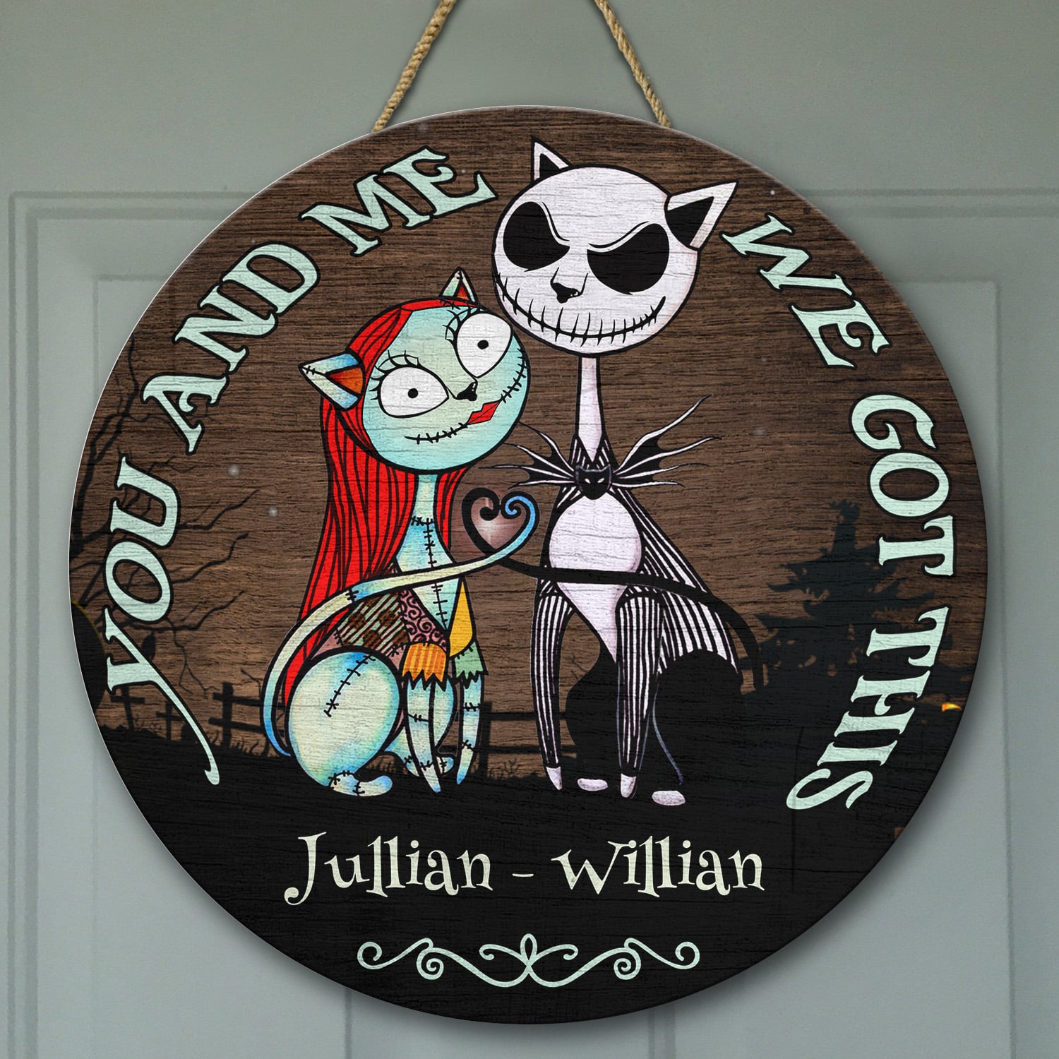 4KT. You and Me Cat Got This (Sample Design) Door Sign Mockup 9