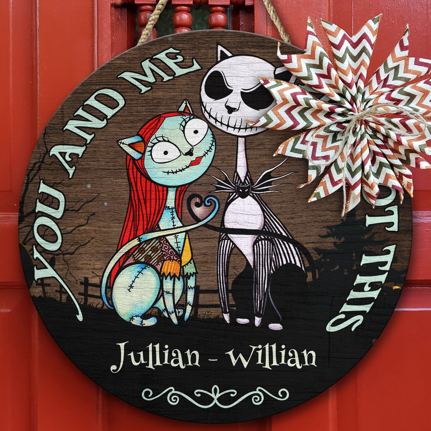 4KT. You and Me Cat Got This (Sample Design) Door Sign Mockup 10