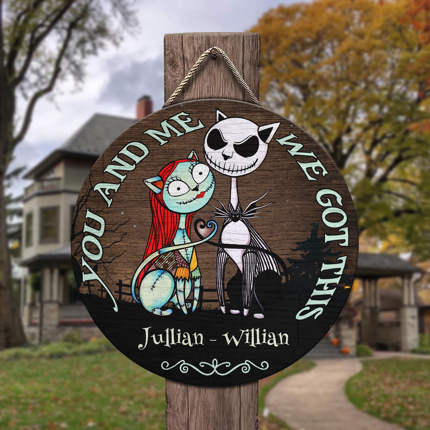 4KT. You and Me Cat Got This (Sample Design) Door Sign Mockup 3