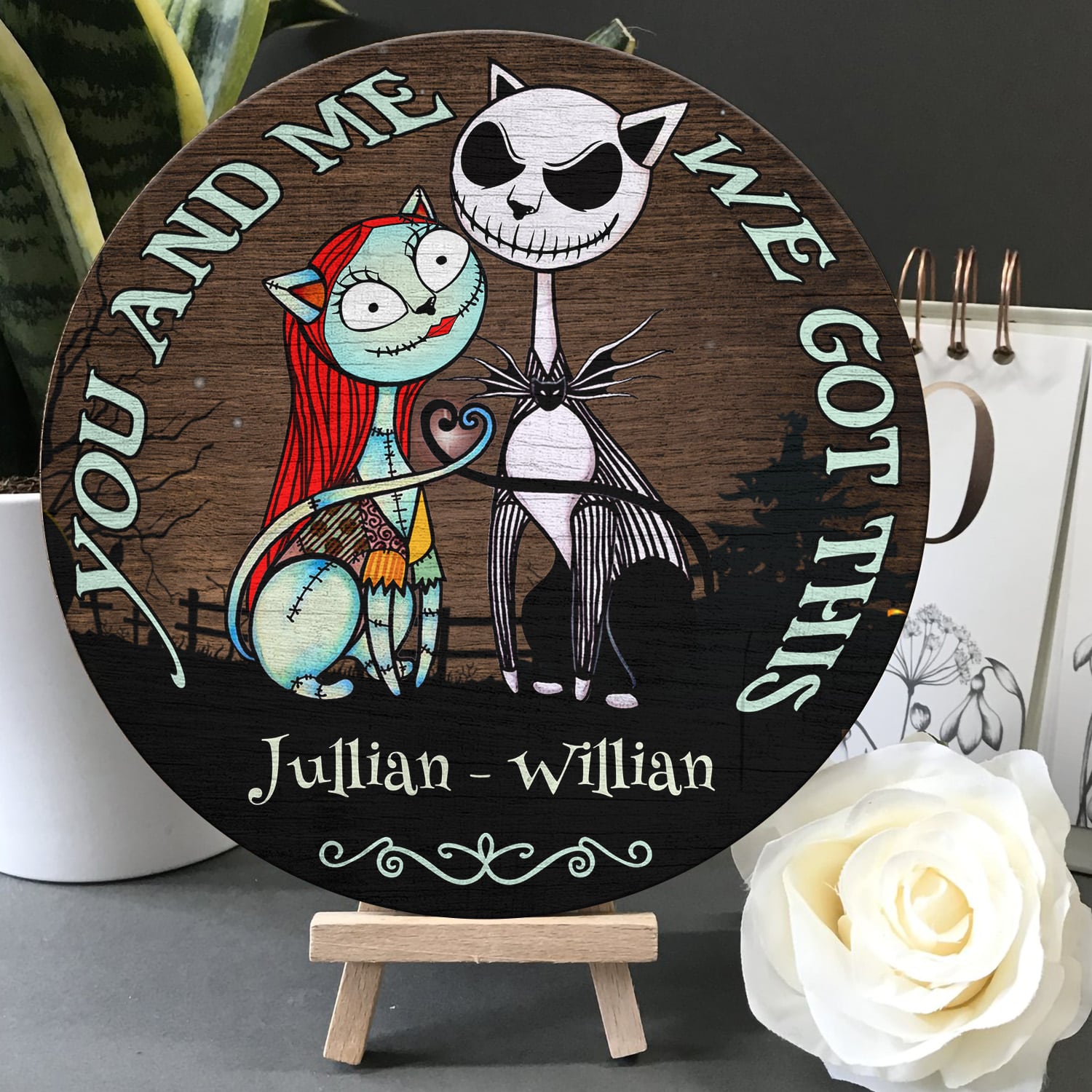 4KT. You and Me Cat Got This (Sample Design) Door Sign Mockup 5