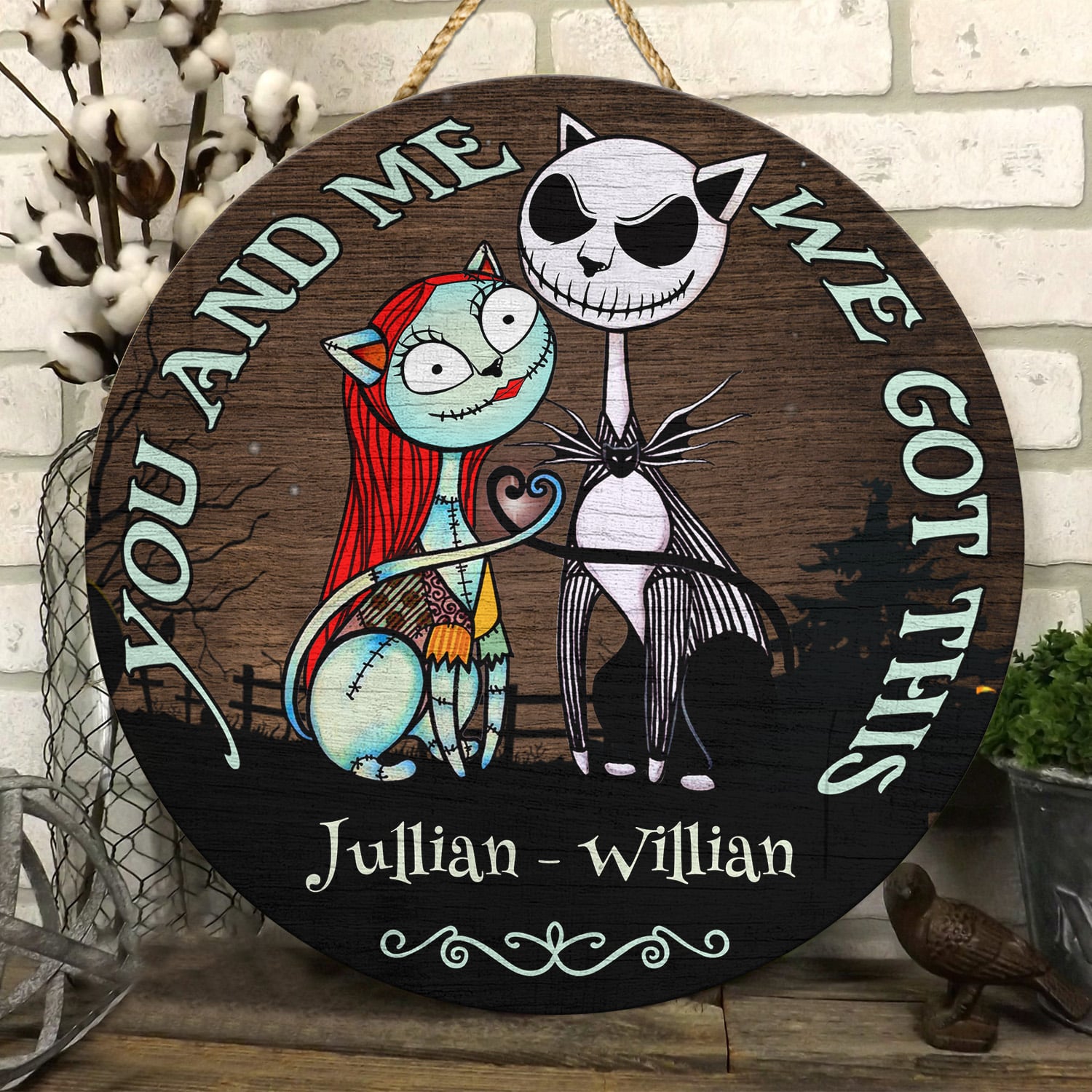 4KT. You and Me Cat Got This (Sample Design) Door Sign Mockup 6