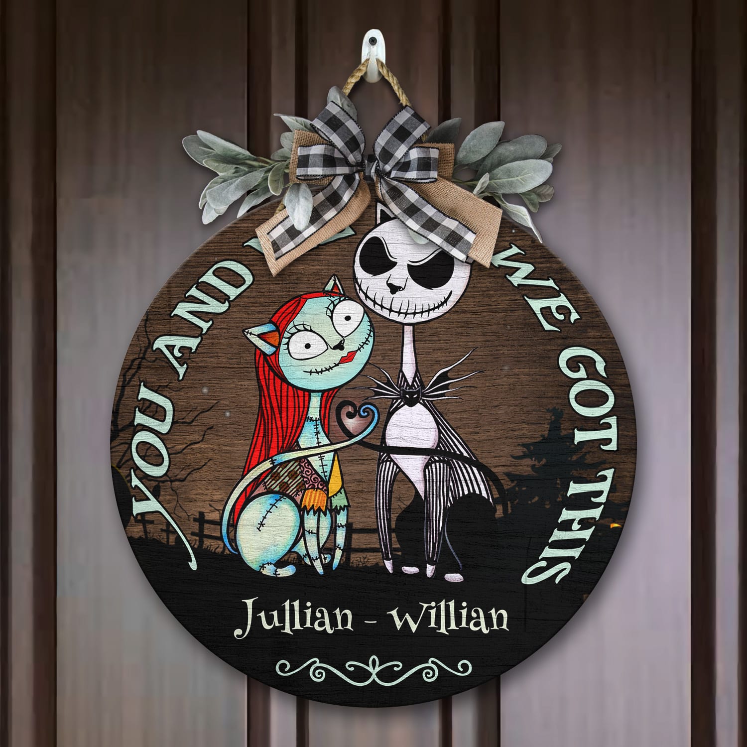 4KT. You and Me Cat Got This (Sample Design) Door Sign Mockup 7