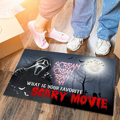 What Is Your Favorite Scary Movie Scream Creepy Halloween Doormat - Halloween Outdoor Indoor Doormat