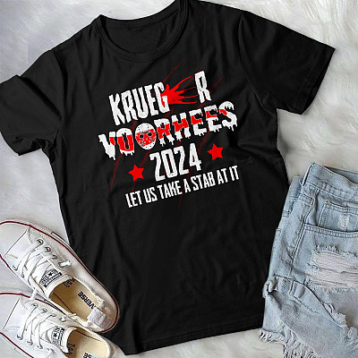 Alternative view of Krueger Voorhees 2024 T-Shirt 2024 Let Us Take A Stab At It - Funny Halloween Shirt