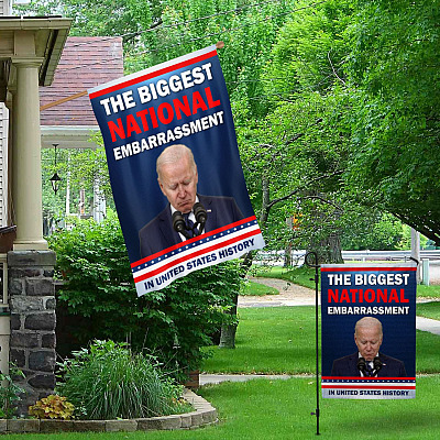 Alternative view of Anti Biden Biggest National Embarrassment In United States Outdoor Indoor Garden Flag - House Flag - Wall Flag