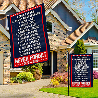 Alternative view of Name of 13 Soldiers Never Forget 8/26/2021 Afghanistan Decorative Garden Flag-Never Forget 13 Fallen Soldiers House Flag