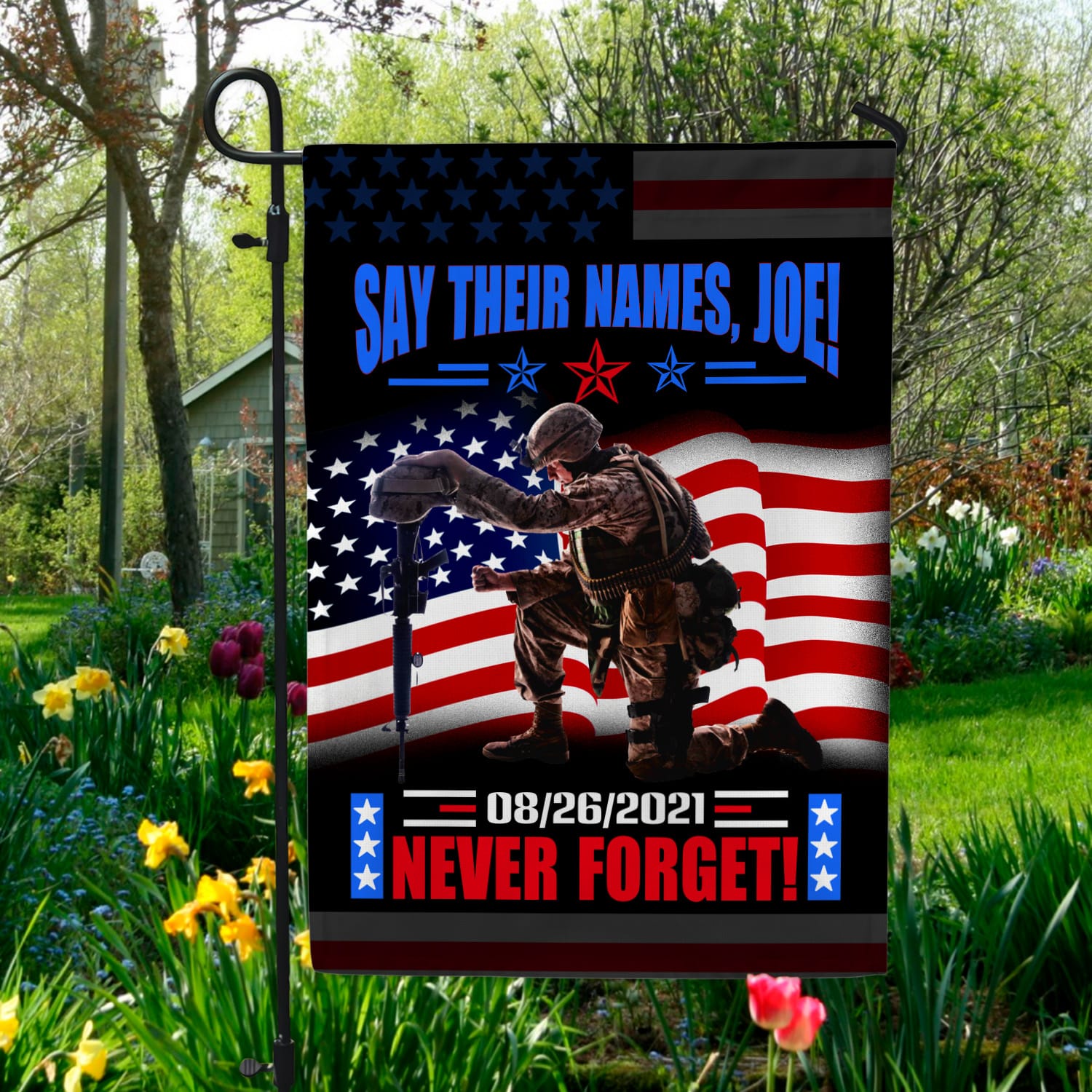 5LV. Say Their Name Joe_30x40 Garden Flag Mockup 5