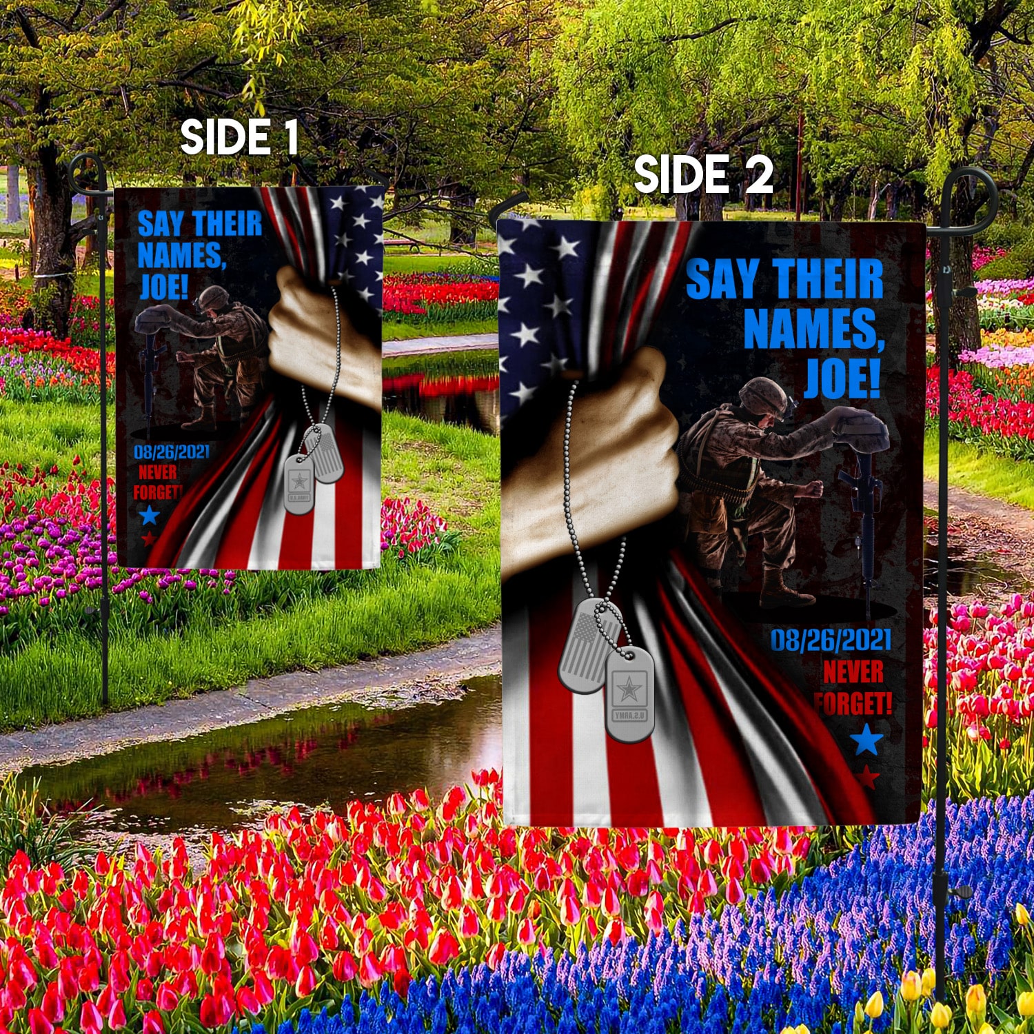 5LV. Say Their Name Joe_30x40_side 1 Garden Flag Mockup 2 Side-2