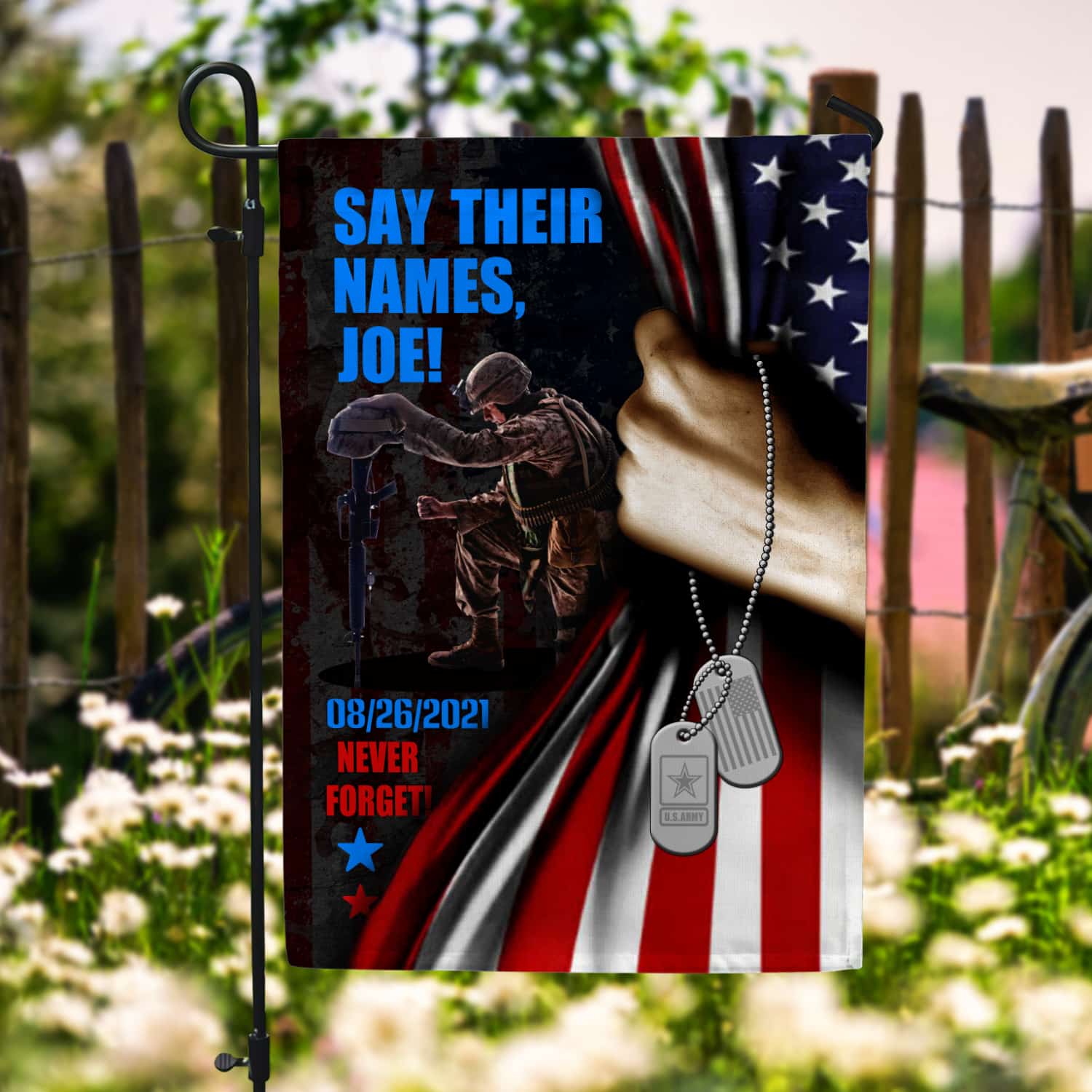 5LV. Say Their Name Joe_30x40_side 1 Garden Flag Mockup 6