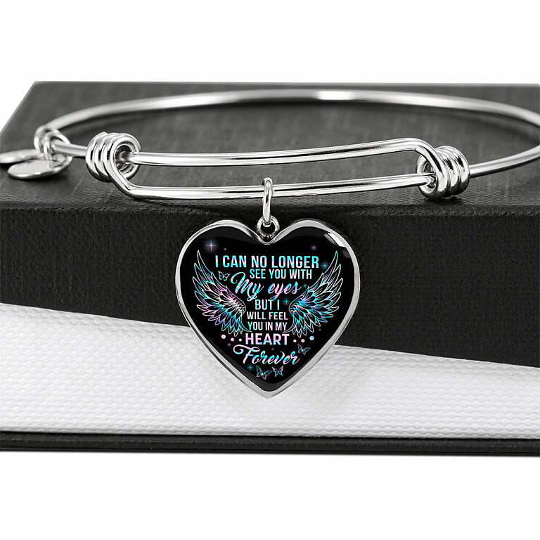 I Can No Longer See You With My Eyes But I Will Feel You In My Heart Forever Butterfly Memorial Luxury Heart Pendant Necklace