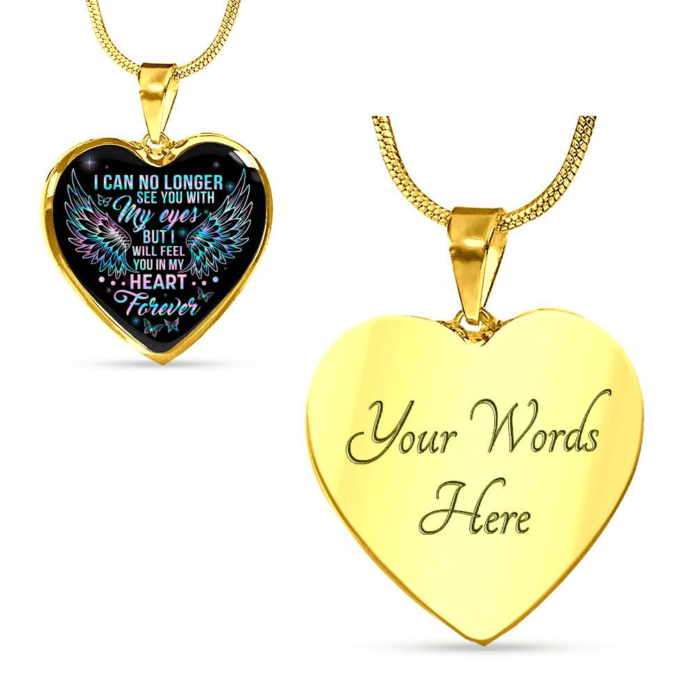 I Can No Longer See You With My Eyes But I Will Feel You In My Heart Forever Butterfly Memorial Luxury Heart Pendant Necklace I Can No Longer See You With My Eyes But I Will Feel You In My Heart Forever Butterfly Memorial Luxury Heart Pendant Necklace