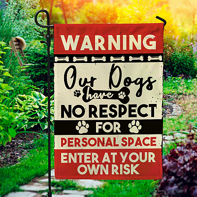 Dog Warning Enter at Your Own Risk Funny Dog Garden Flag - House Flag - Wall Flag