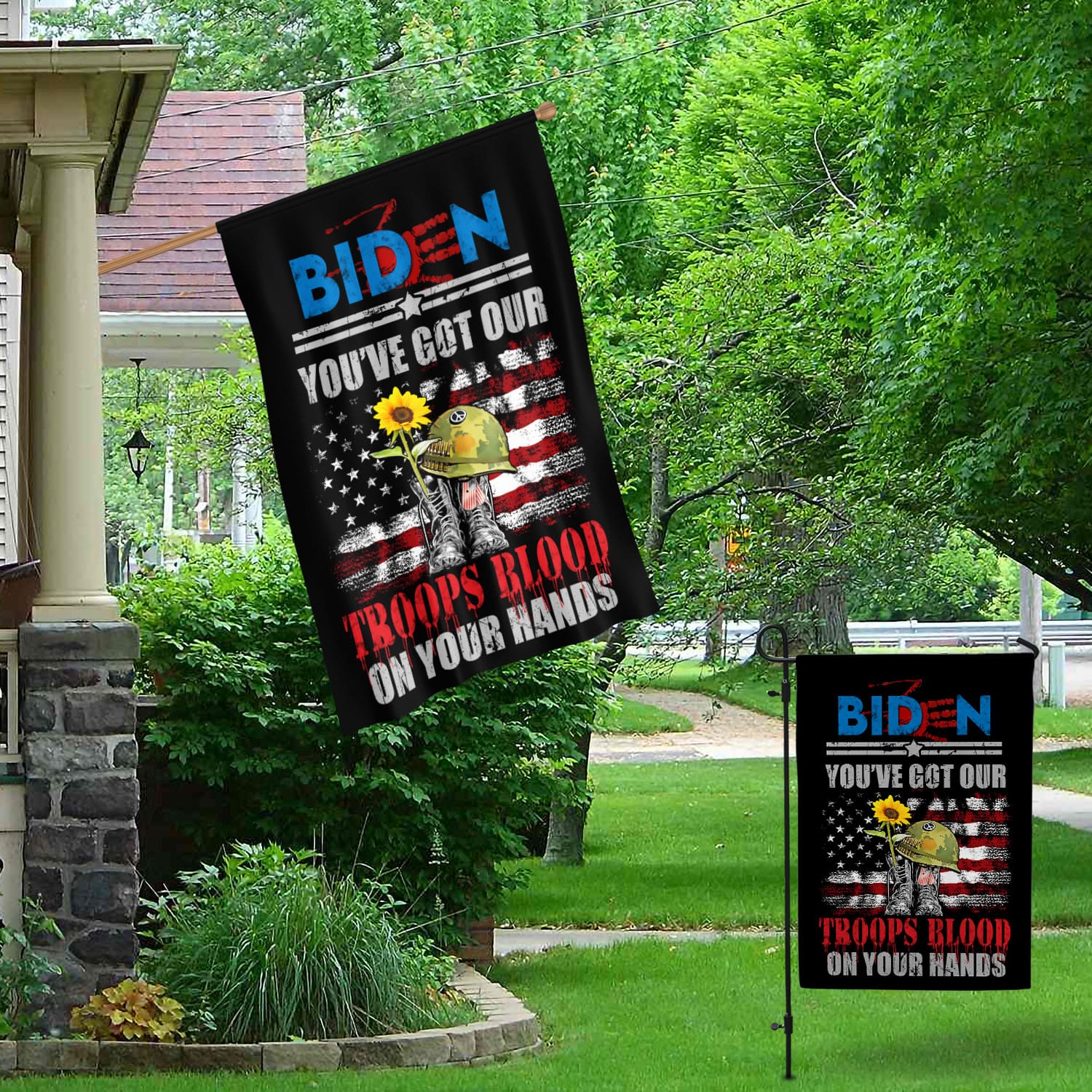 2UT. Biden Troops Blood 30x40 Garden & House Mockup 1