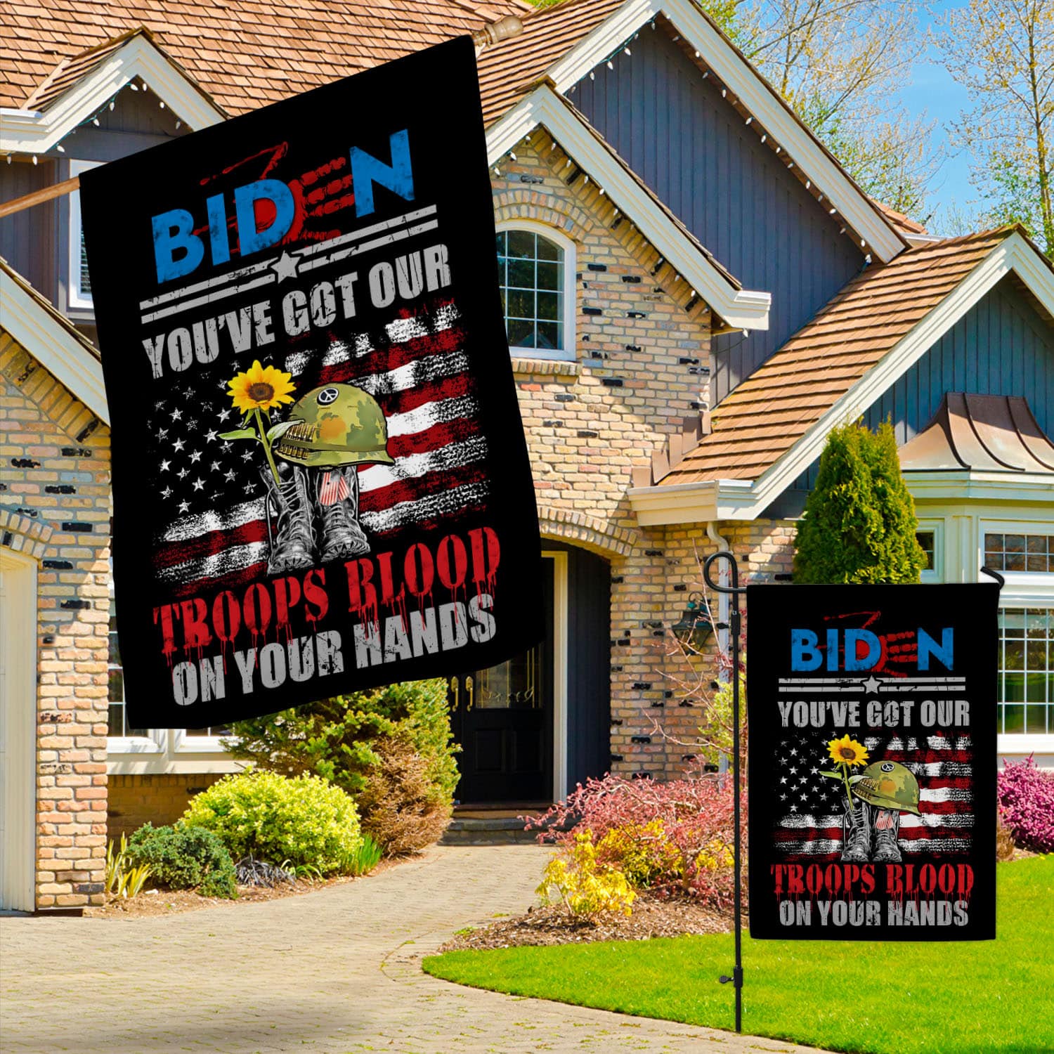 2UT. Biden Troops Blood 30x40 Garden & House Mockup 3