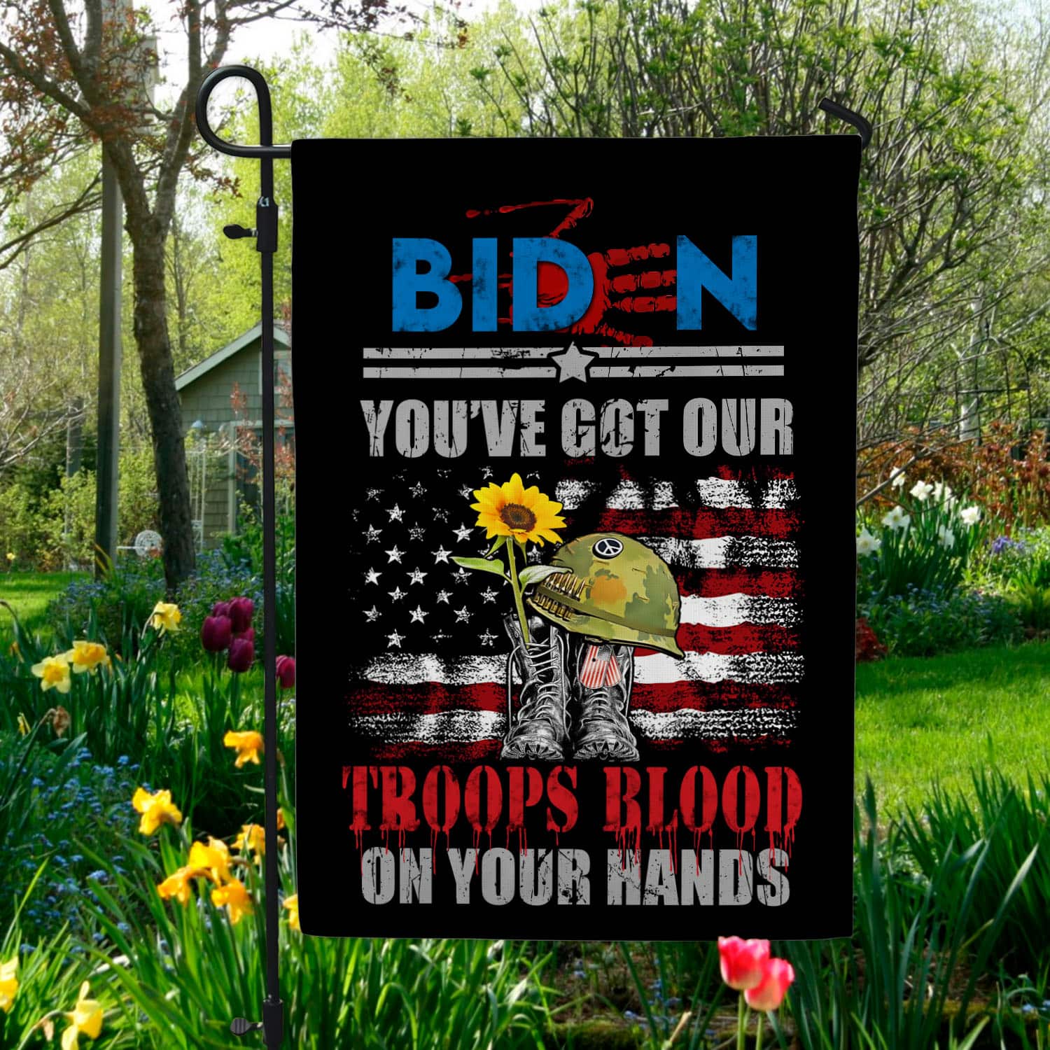 2UT. Biden Troops Blood 30x40 Garden Flag Mockup 5