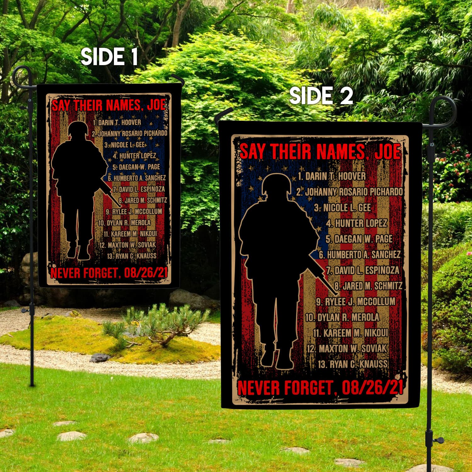 32 HG UU TIEN. 13 Fallen Soldiers 0 30x40-Side 1 Garden Flag Mockup 2 Side