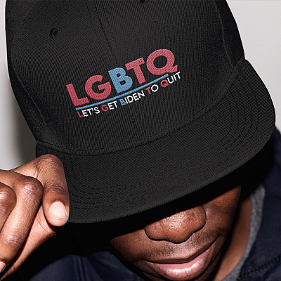 Alternative view of LGBTQ Let's Get Biden to Quit Twill Cap - Snapback Hat - Trucker Hat - Anti Biden Hat
