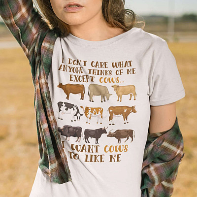 Alternative view of I Don't Care What Anyone Thinks Of Me Except Cows I Want Cows To Like Me T-Shirt - V-Neck Shirt
