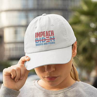 Alternative view of Impeach Biden Harris Pelosi Twill Cap - High-Profile Snapback Hat
