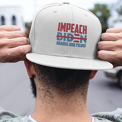 Impeach Biden Harris Pelosi Twill Cap - High-Profile Snapback Hat