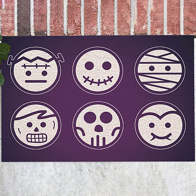 Halloween Characters Icons Doormat - Outdoor Indoor Doormat - Funny Halloween Doormat