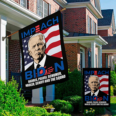 Alternative view of Impeach Biden Harris Pelosi Schumer Nadler and The Quad Decorative Garden Flag - Funny Democrat Flag