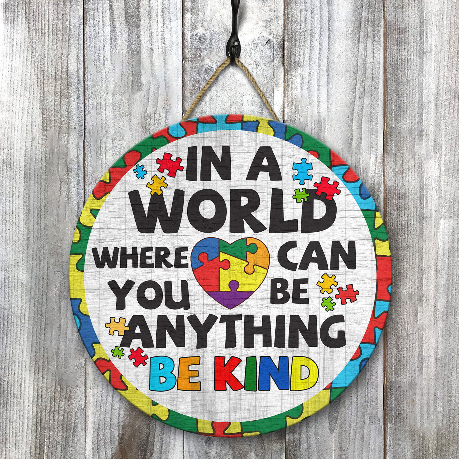 4VT. Autism Be Kind Door Sign Door Sign Mockup 8