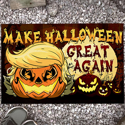 Make Halloween Great Again Funny Trump Pumpkin House Doormat - Trump Halloween Outdoor Indoor Doormat