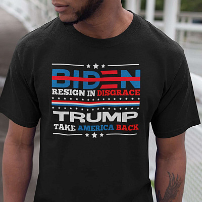 Biden Resign In Disgrace Trump Take America Back T-Shirt - Bring Trump Back V-Neck Tee