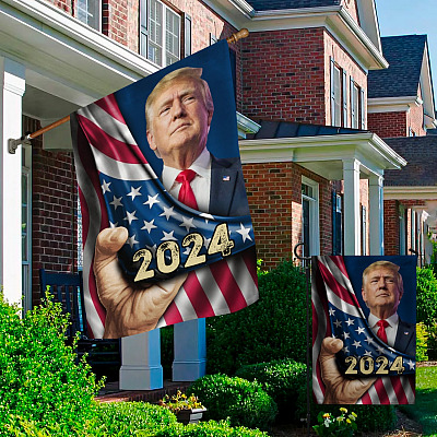 Alternative view of Trump Hand Pull Patriotic American Decorative Garden Flag - Indoor Outdoor Flag - Trump Will Be Back Flag