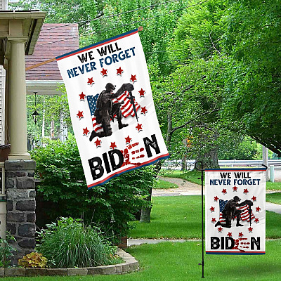 Alternative view of Anti Biden We Will Never Forget Bloody Hand Outdoor Indoor Decorative Garden Flag - House Flag - Wall Flag