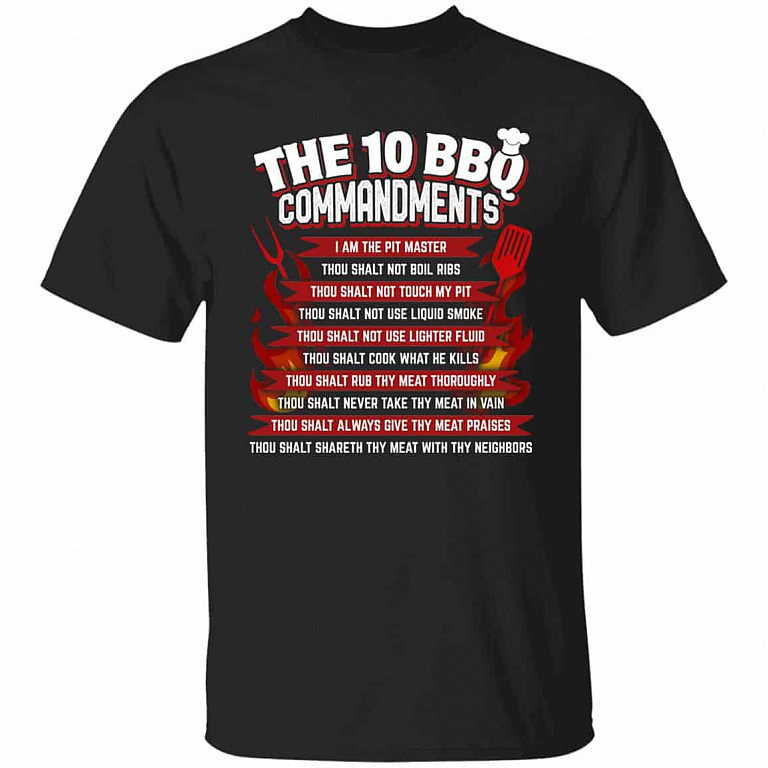 1N. The 10 BBQ Commandments (5), Black, Unisex T-Shirt