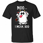 Moo I Mean Boo Funny Cow Shirt, Black, Unisex T-Shirt