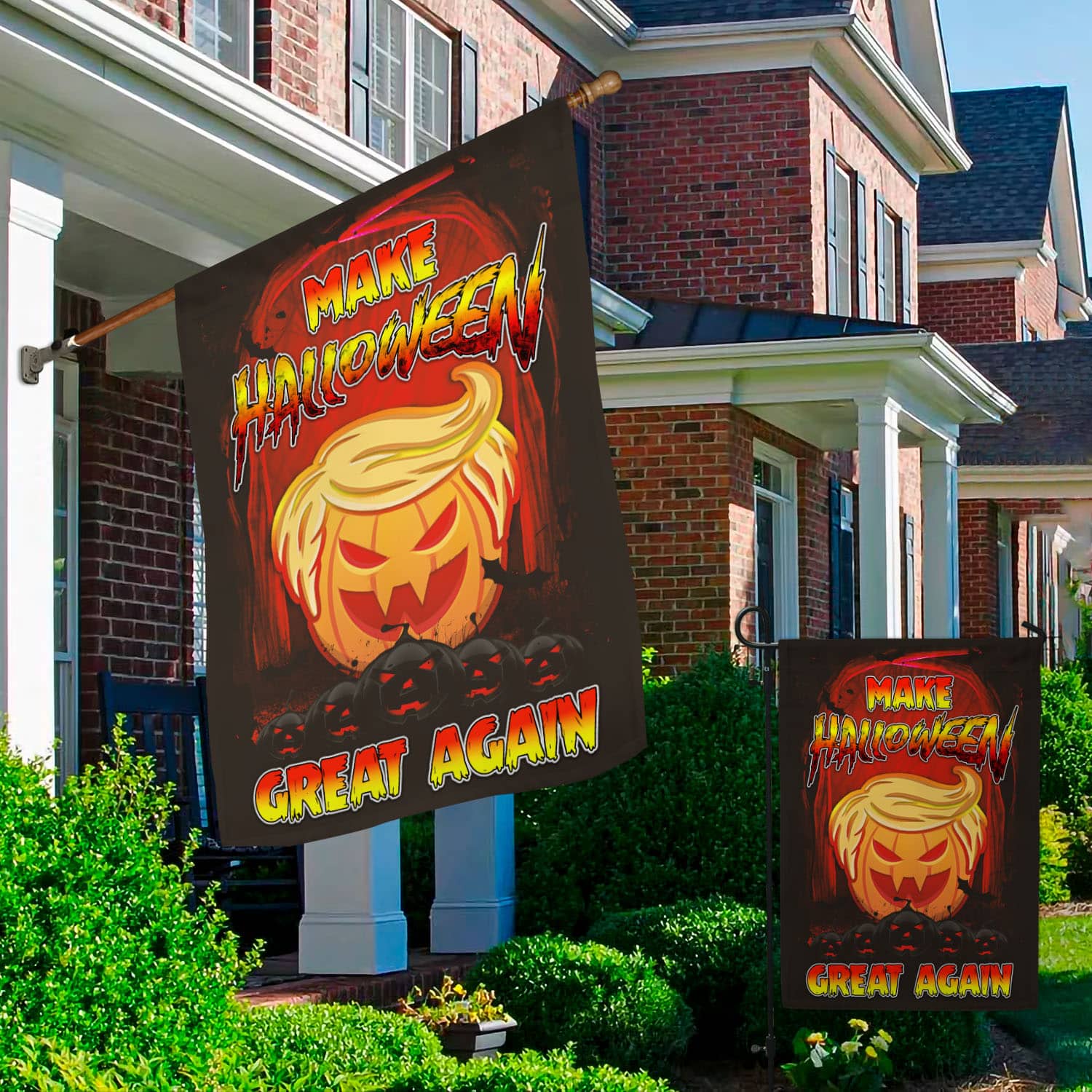 1UT. Make Halloween Trump (flag) 30x40 Garden & House Mockup 2