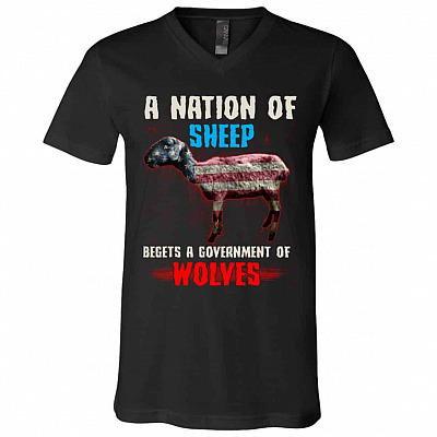 A Nation Of Sheep Tshirt, Black, V-Neck T-Shirt