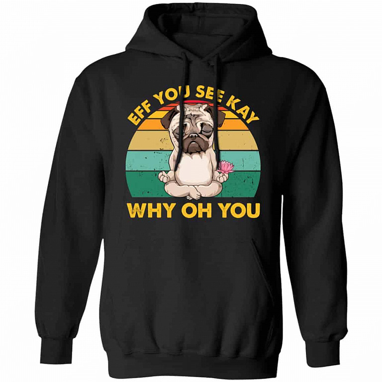 Pug, Black, Hoodie