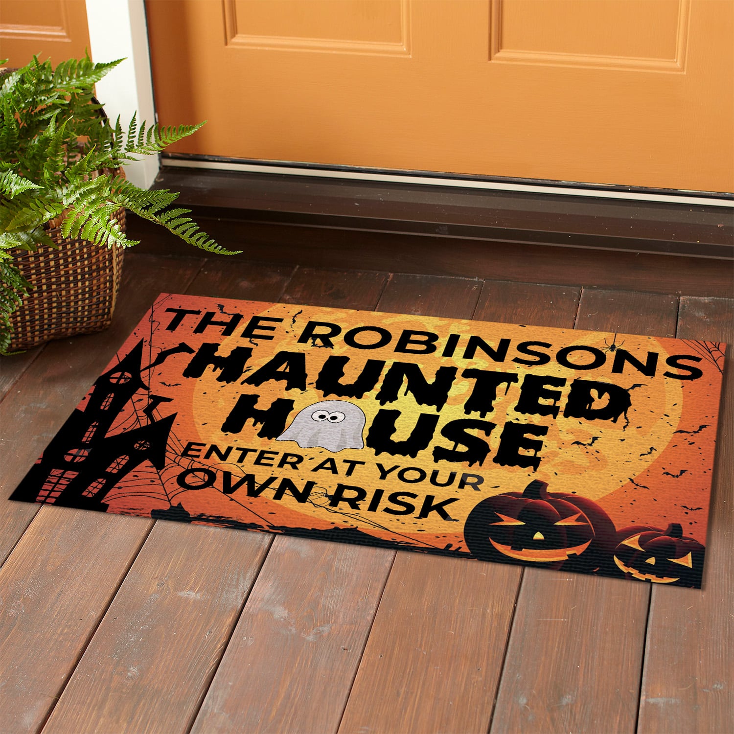 3KT. Haunted House Enter At Own Risk (Sample Design) Doormat mockup 1