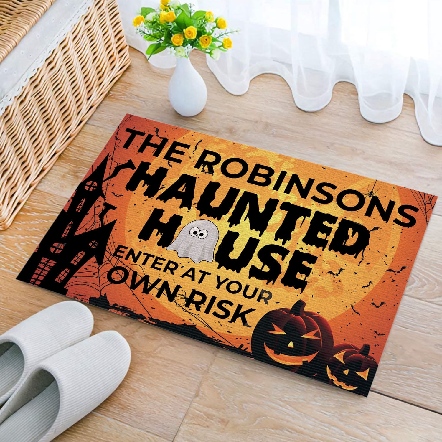 3KT. Haunted House Enter At Own Risk (Sample Design) Doormat mockup 2