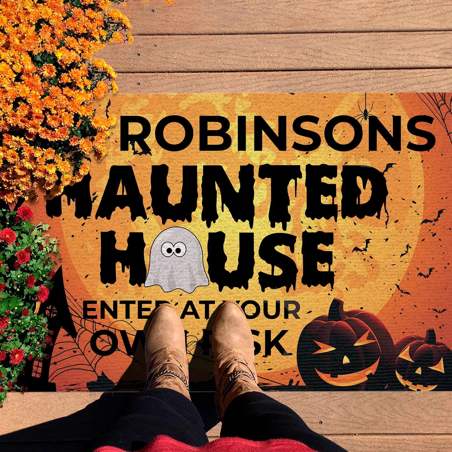3KT. Haunted House Enter At Own Risk (Sample Design) Doormat mockup 7