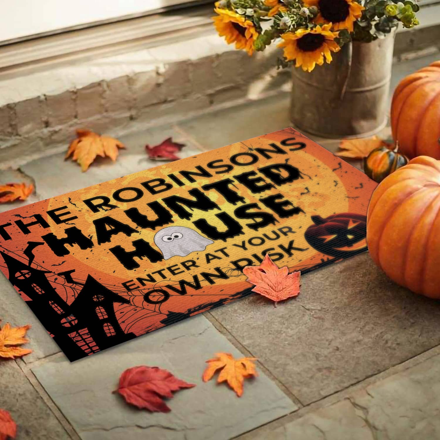 3KT. Haunted House Enter At Own Risk (Sample Design) Doormat mockup 9
