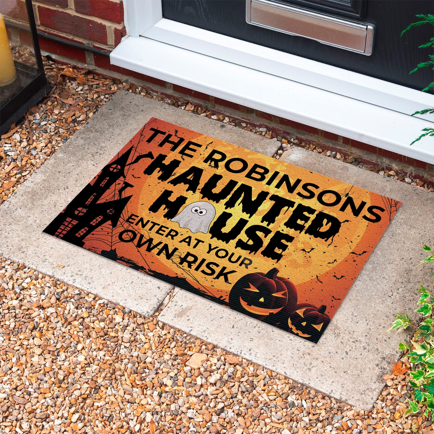 3KT. Haunted House Enter At Own Risk (Sample Design) Doormat mockup 10