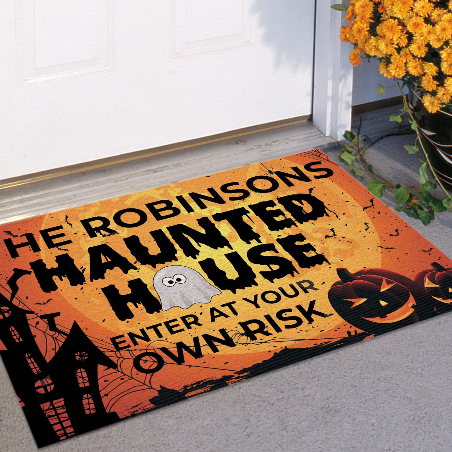 3KT. Haunted House Enter At Own Risk (Sample Design) Doormat mockup 11