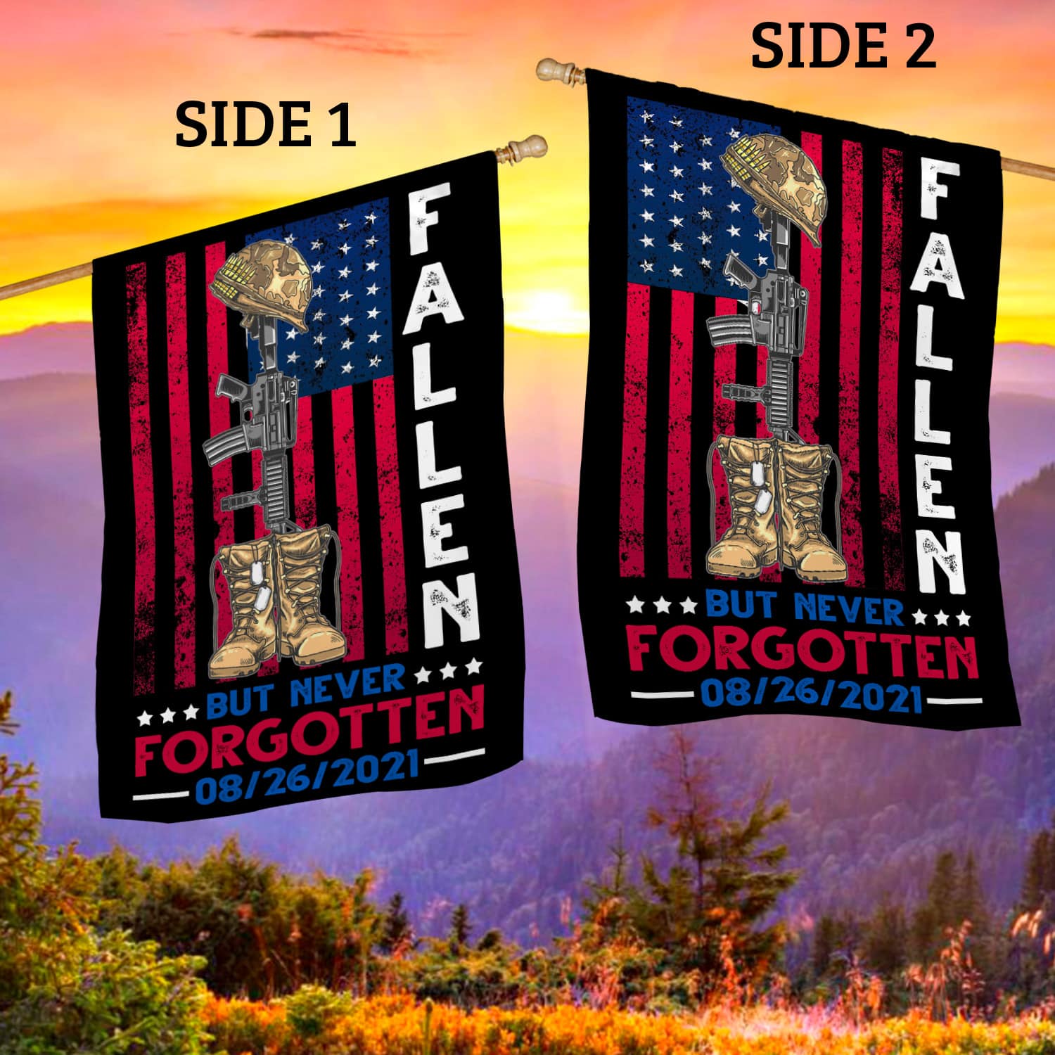 5LV. UU TIEN Fallen But Never Forgotten Tee 2 House Flag Mockup 2 Side