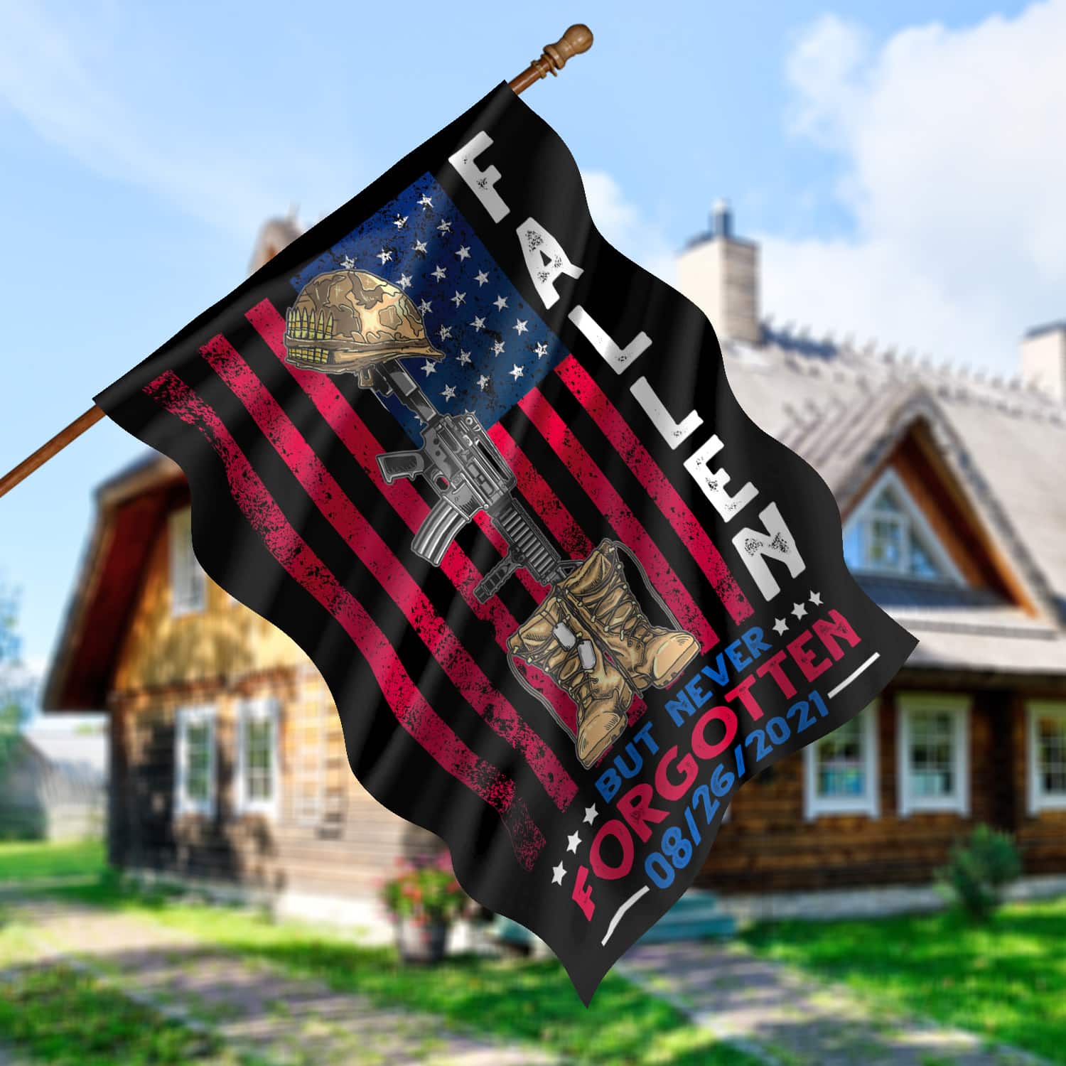 5LV. UU TIEN Fallen But Never Forgotten Tee 2 House Flag Mockup 5