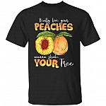 peaches, Black, Unisex T-Shirt
