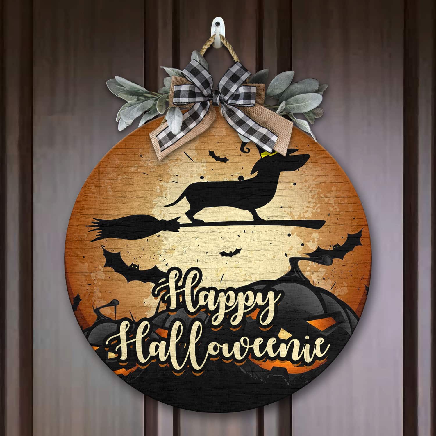 2O. Happy Halloweenie (4) Door Sign Mockup 7