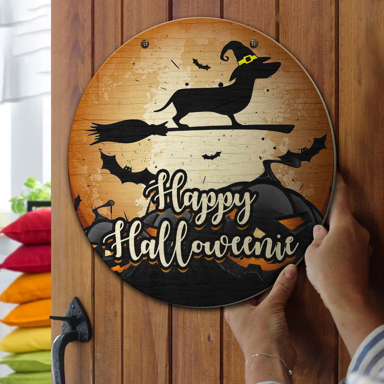 2O. Happy Halloweenie (4) Door Sign Mockup 13