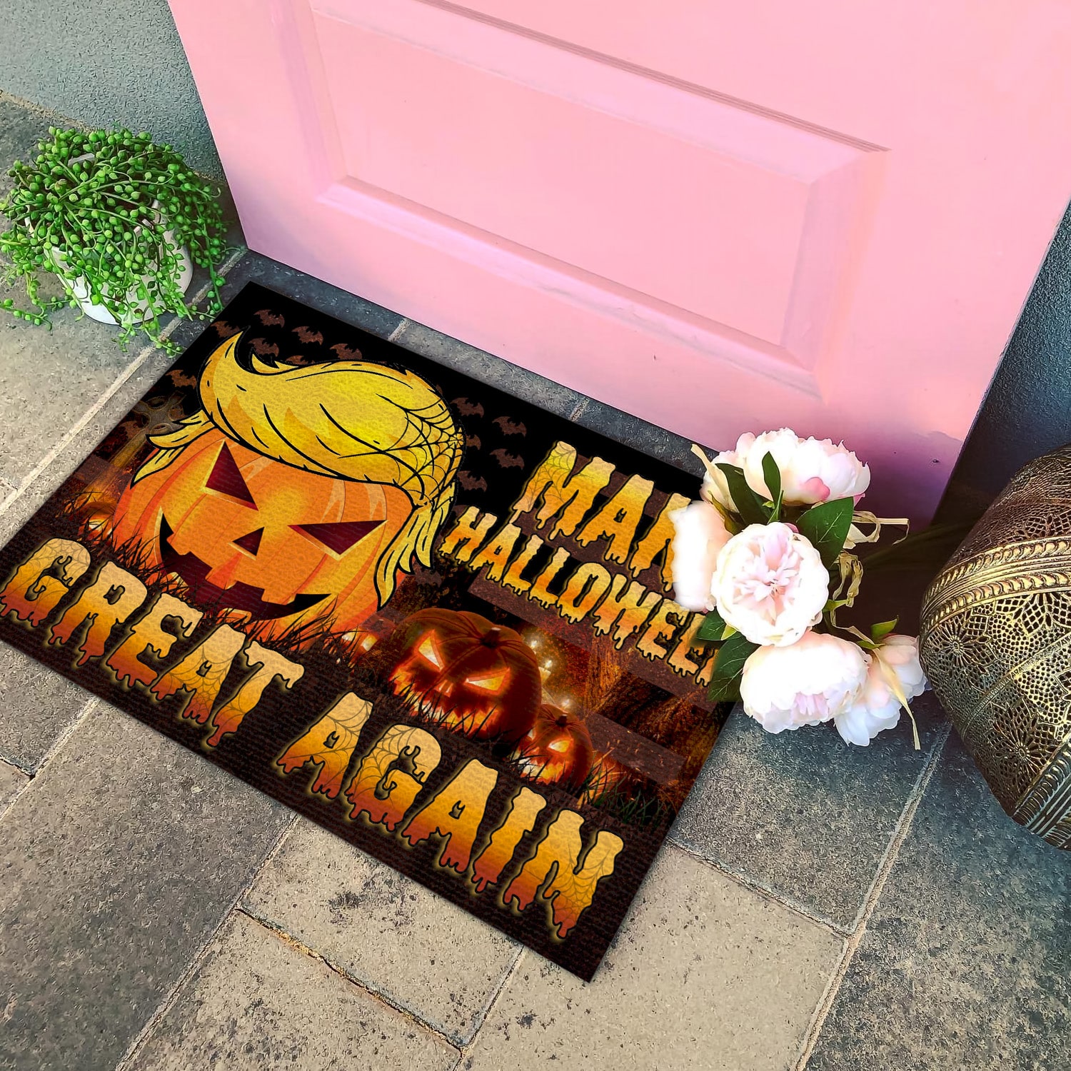 8NH. Uu tien. Make Halloween Great Doormat Doormat mockup 4