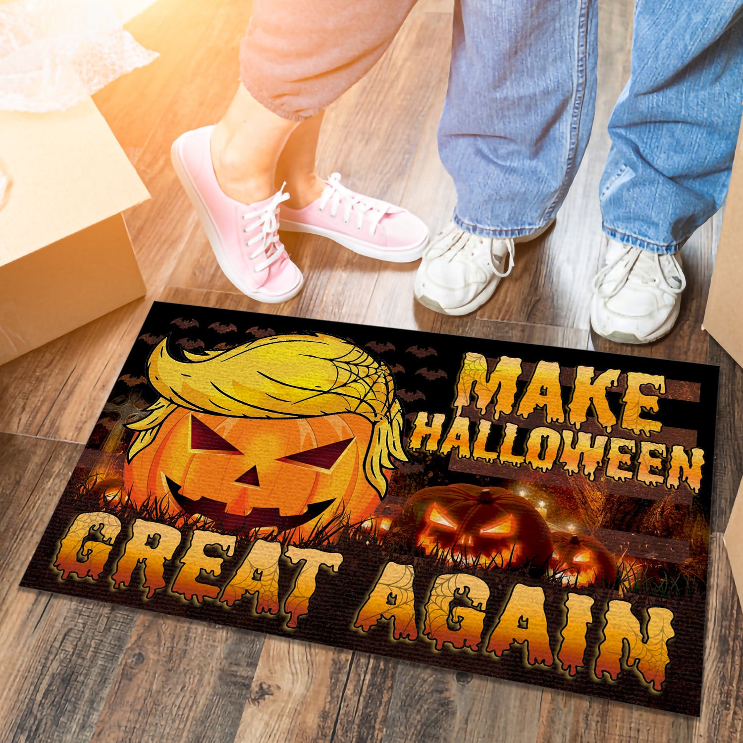 8NH. Uu tien. Make Halloween Great Doormat Doormat mockup 6